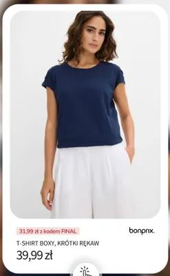 T-shirt boxy krótki rękaw Bonprix promocja w bonprix