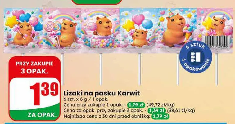 Lizaki na pasku Karwit 6-pak 6g promocja w Dino