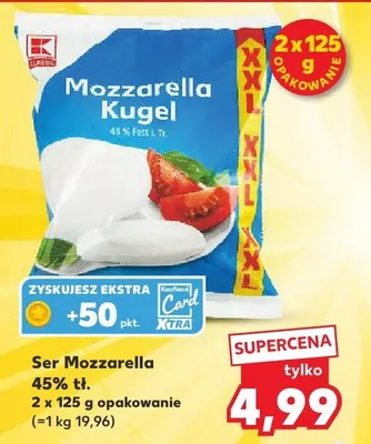 Ser Mozzarella K Classic 45% tł. promocja w Kaufland