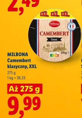 Ser Camembert klasyczny Milbona XXL promocja w Lidl