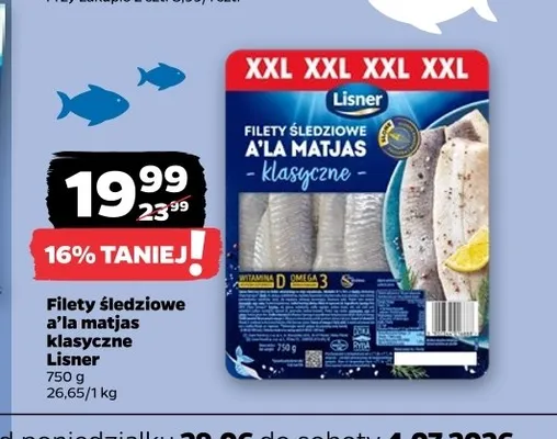 Filety śledziowe a'la matjas klasyczne Lisner promocja w Netto