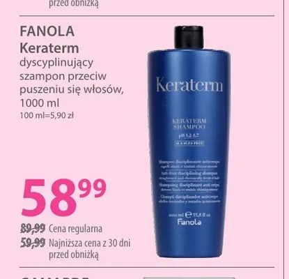 Dyscyplinujący szampon przeciw puszeniu się włosów Keraterm Fanola promocja w Hebe