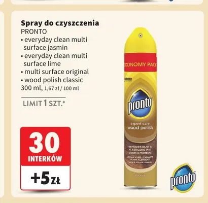 Spray do czyszczenia Pronto wood polish classic promocja w Intermarche