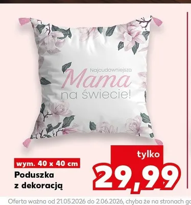 Poduszka z dekoracją wym. 40x40cm promocja w Kaufland