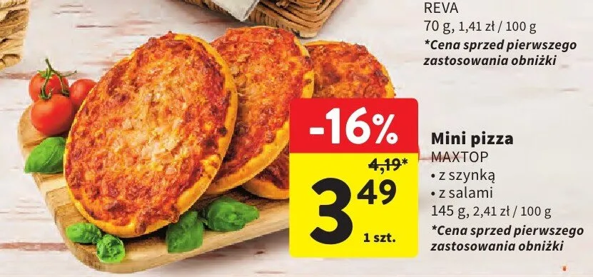 Mini pizza z salami Maxtop promocja w Intermarche