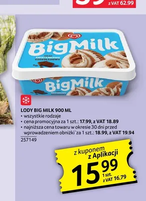 Lody Big Milk promocja w Selgros