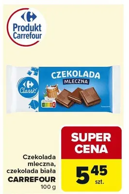 Czekolada mleczna, czekolada biała CARREFOUR promocja w Carrefour Market