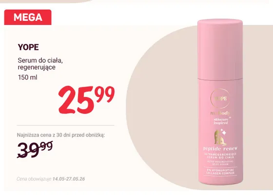 Serum do ciała regenerujące YOPE promocja w Rossmann
