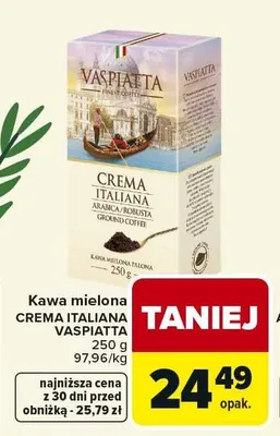Kawa mielona Vaspiatta Crema Italiana promocja w Carrefour