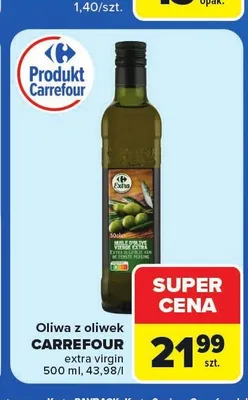 Oliwa z oliwek Carrefour extra virgin promocja w Carrefour