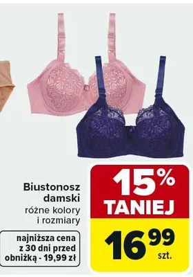 Biustonosz damski różne kolory i rozmiary promocja w Carrefour