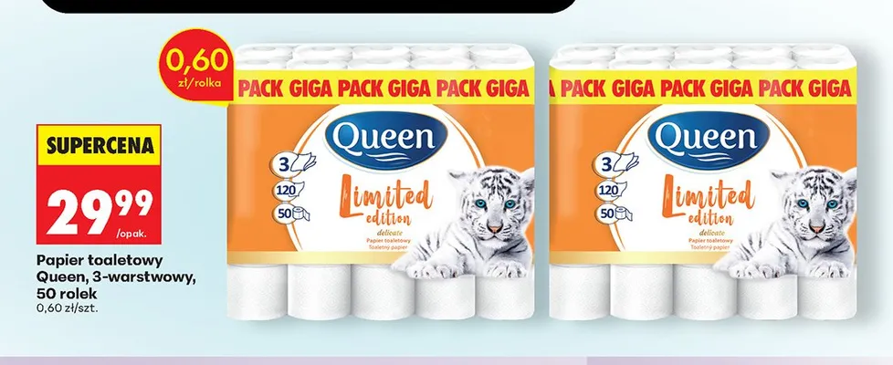 Papier toaletowy Queen Limited Edition 50-pak promocja w Biedronka