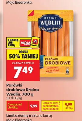 Parówki drobiowe Kraina Wędlin promocja w Biedronka