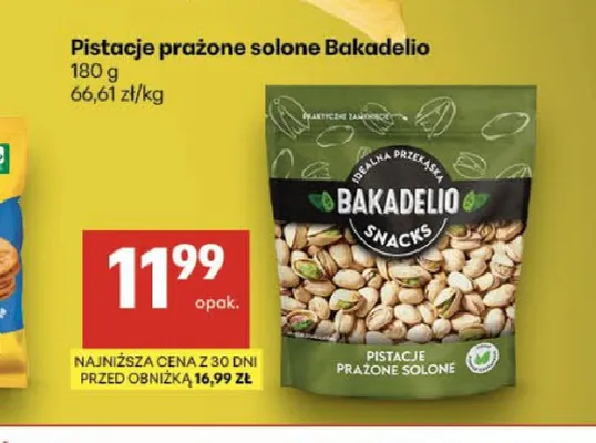 Pistacje prażone solone Bakadelio promocja w Delikatesy Centrum