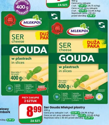 Ser gouda mlekpol plastry promocja w Dino