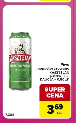 Piwo niepasteryzowane Kasztelan promocja w Carrefour Express