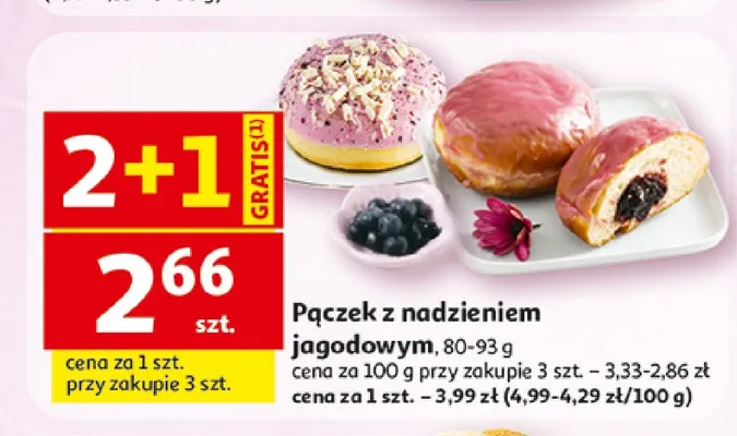 Pączek z nadzieniem jagodowym promocja w Auchan