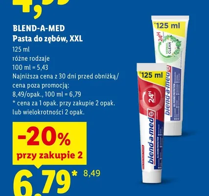 Pasta do zębów Blend-a-med Complete 7 Herbal Clean promocja w Lidl