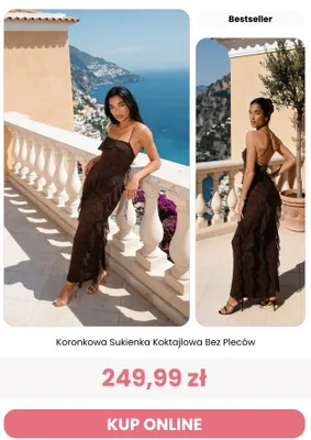 Sukienka koktajlowa koronkowa bez pleców Renee promocja w Renee
