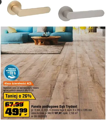Panele podłogowe Dąb Trydent gr. 8mm, kl. AC4,4-stronna fuga promocja w OBI