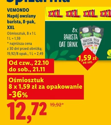 Napój owsiany barista Vemondo 8-pak XXL promocja w Lidl