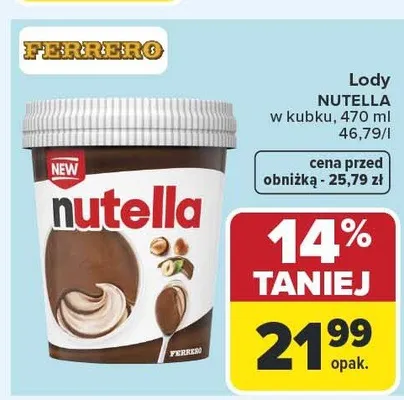 Lody Nutella w kubku promocja w Carrefour Market
