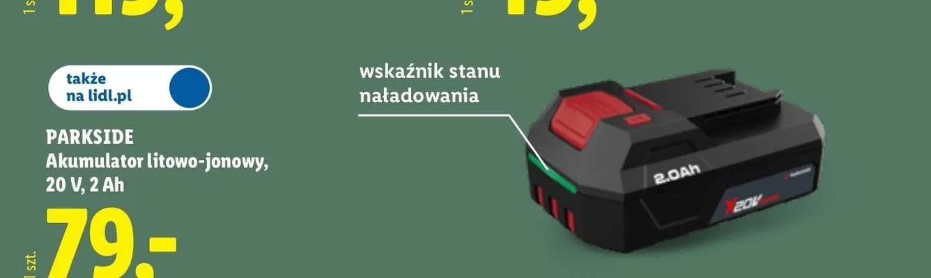 Akumulator litowo-jonowy Parkside 2Ah promocja w Lidl