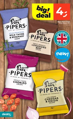 Chipsy Pipers Crisps Great Berwick Longhorn Beef promocja w Dealz