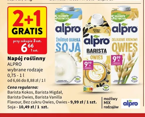 Napój roślinny soja Alpro promocja w Intermarche
