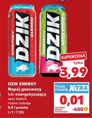 Napój energetyzujący zero kalorii Sour Apple Dzik Energy promocja w Kaufland