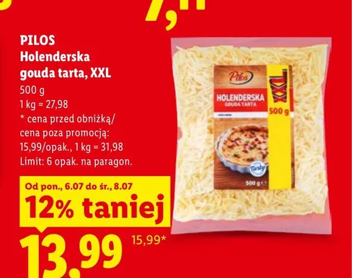 Ser gouda tarta Holenderska Pilos XXL promocja w Lidl