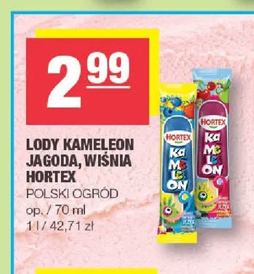 Lody Kameleon wiśnia Hortex promocja w SPAR