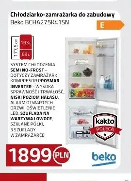 Chłodziarko-zamrażarka do zabudowy Beko BCHA275K41SN promocja w kakto.pl