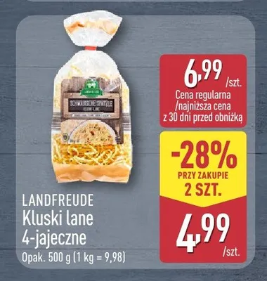 Kluski lane 4-jajeczne Landfreude promocja w Aldi