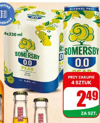 Piwo bezalkoholowe Napój piwny bezalkoholowy Somersby Pear promocja w Dino