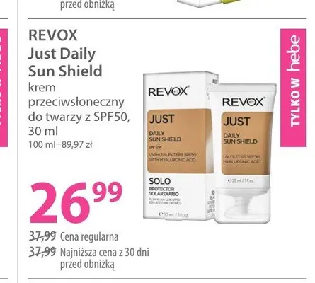 Krem przeciwsłoneczny do twarzy Revox Just Daily Sun Shield promocja w Hebe