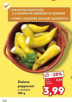 Zielone pepperoni z serkiem promocja w Kaufland