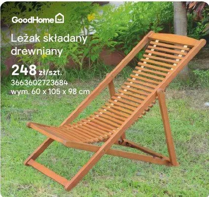 Leżak składany drewniany promocja w Castorama