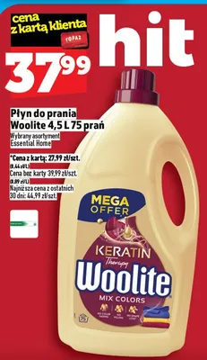 Płyn do prania Woolite 4.5 l, 75 prań promocja w TOPAZ