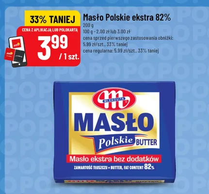 Masło Polskie ekstra 82% Mlekovita promocja w POLOmarket