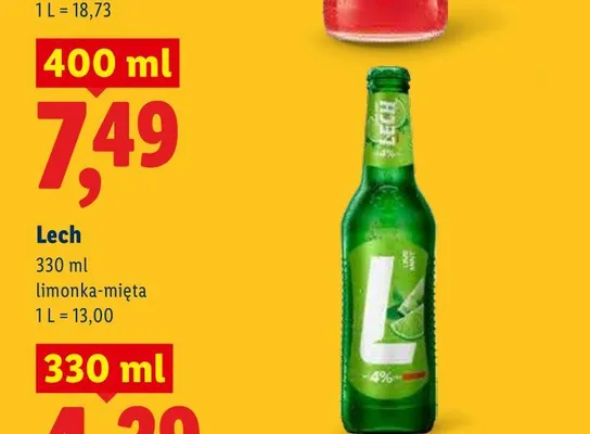 Piwo bezalkoholowe Lech Free limonka-mięta promocja w Lidl