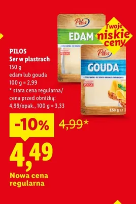 Ser gouda w plastrach Pilos promocja w Lidl