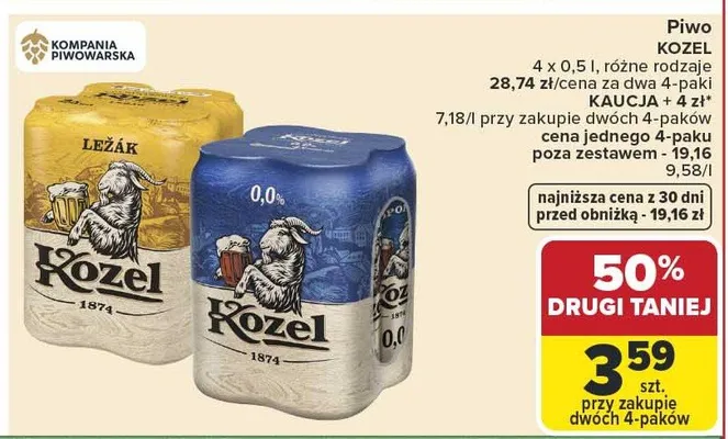 Piwo Kozel promocja w Carrefour Market
