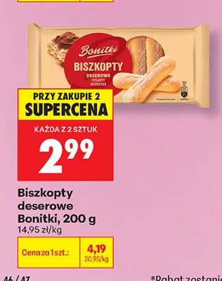 Biszkopty deserowe Bonitki promocja w Biedronka