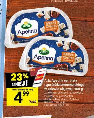 Ser biały typu śródziemnomorskiego w zalewie olejowej z suszonymi pomidorami Arla Apetina promocja w Twój Market