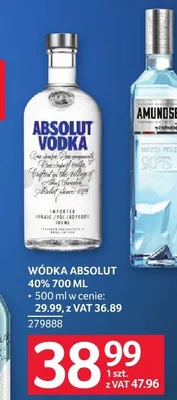 Wódka Absolut 40% promocja w Selgros