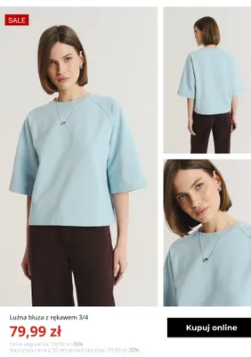 Bluza luźna z rękawem 3/4 Greenpoint promocja w Greenpoint