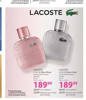 Woda perfumowana damska Lacoste L.12,12 Silver Rose promocja w Hebe