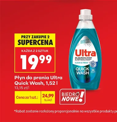 Płyn do prania Quick Wash Clean & Fresh promocja w Biedronka