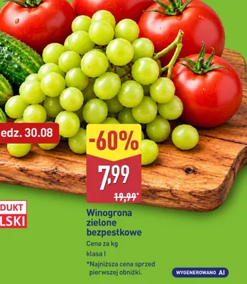 Winogrona zielone bezpestkowe promocja w Aldi